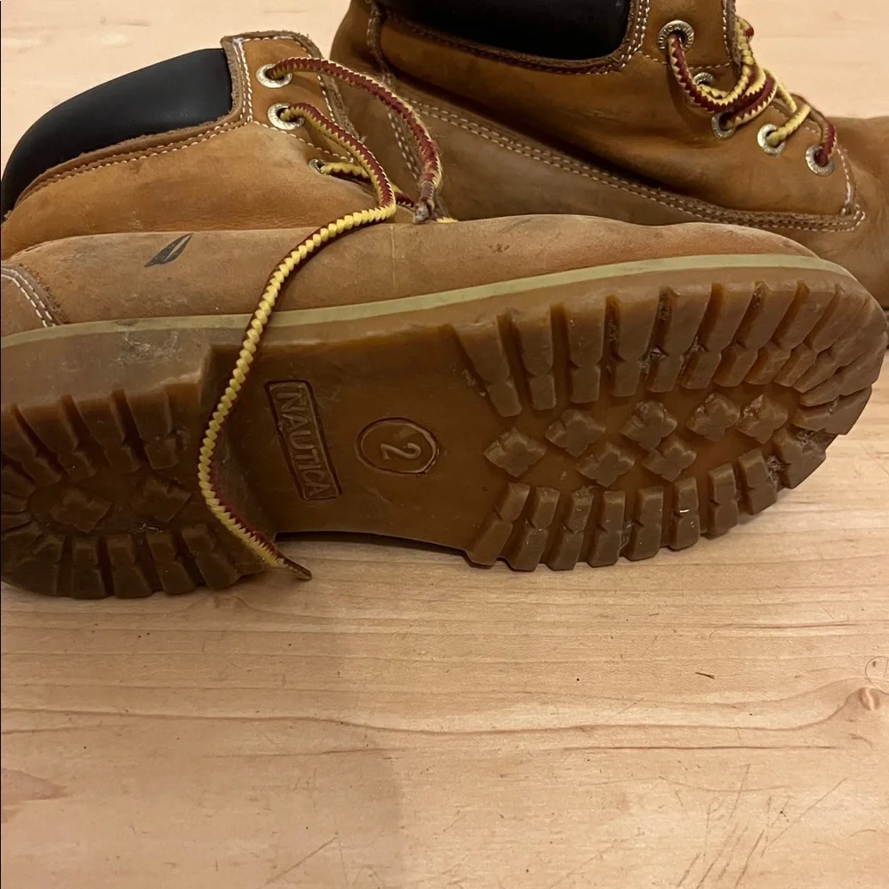 Nautica Tan Leather Boot with Yellow Accents